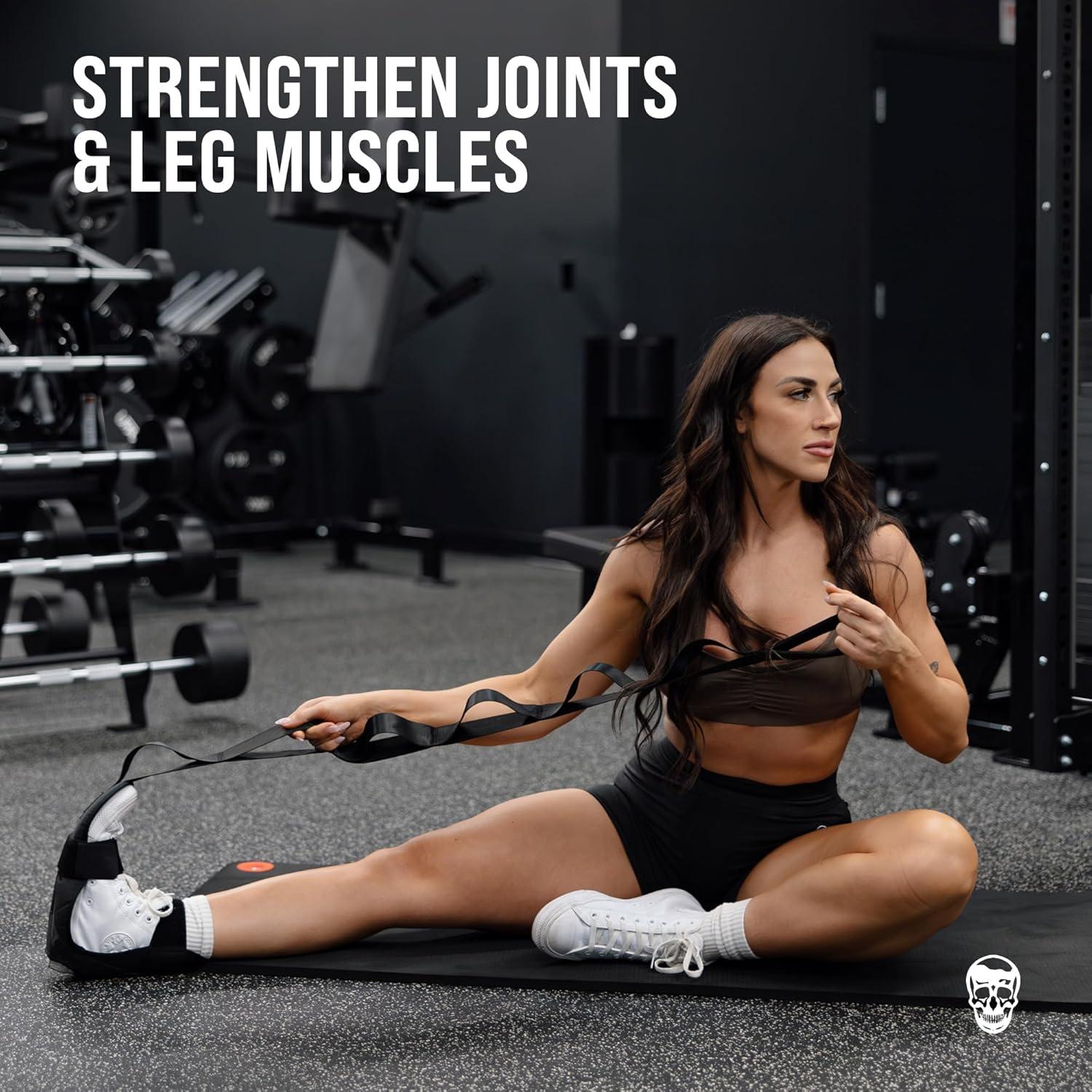 imageGymreapers Foot and Calf Stretcher for Plantar Fasciitis Achilles Tendonitis Rehabilitation Flex Strap for Physical Therapy Pilates Flexibility Training Thigh ampamp Hamstring Stretcher and Heel Spurs ampamp Shin SplintsBlack