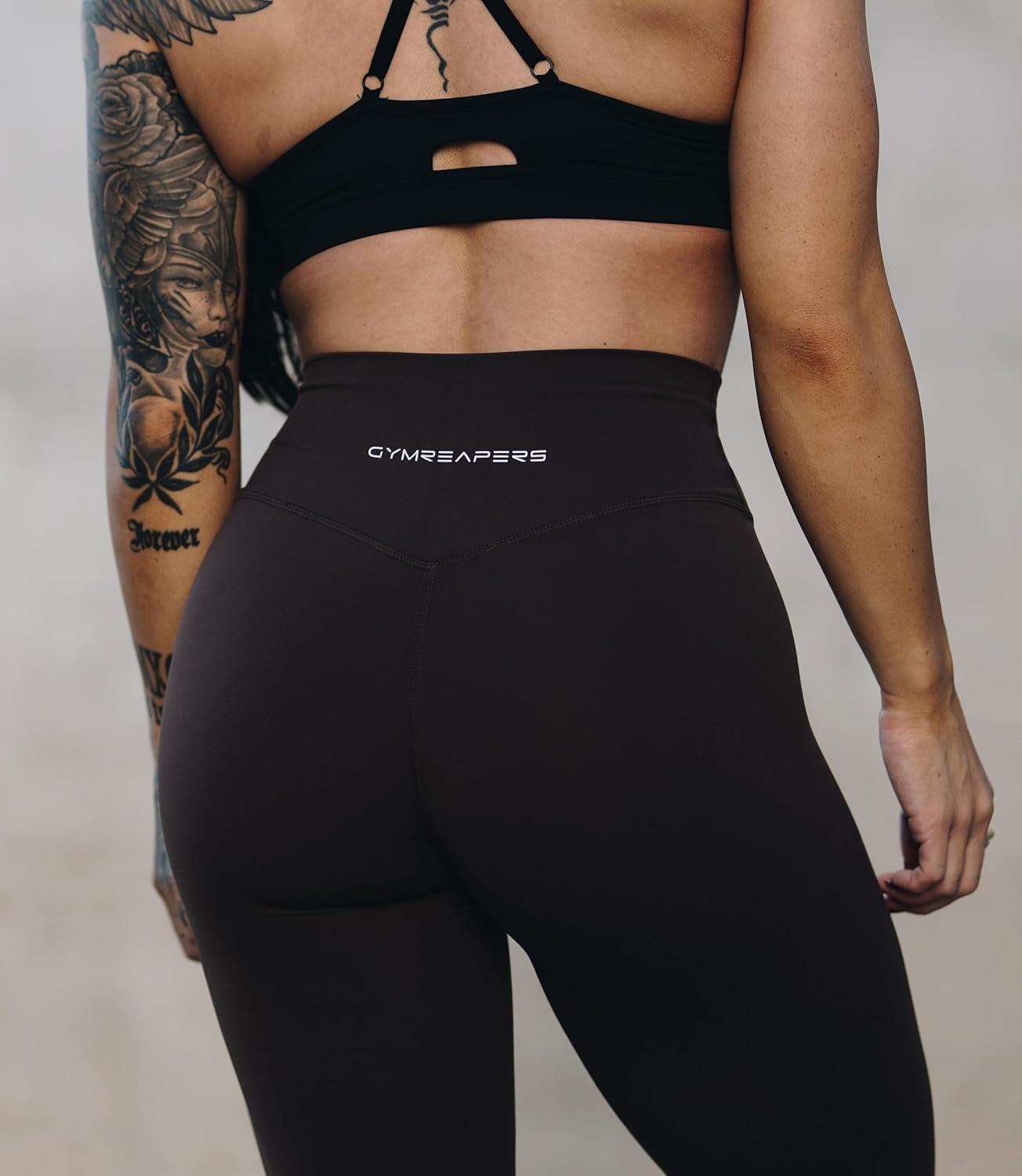 imageGymreapers High Waisted Flare Leggings for Women Stretchy Workout Bootcut Gym Leggings Tummy Control Wide Leg Yoga PantsBlack