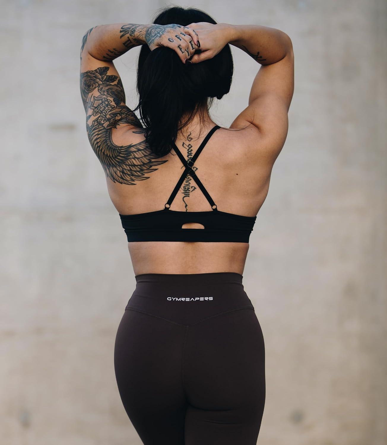 imageGymreapers High Waisted Flare Leggings for Women Stretchy Workout Bootcut Gym Leggings Tummy Control Wide Leg Yoga PantsBlack