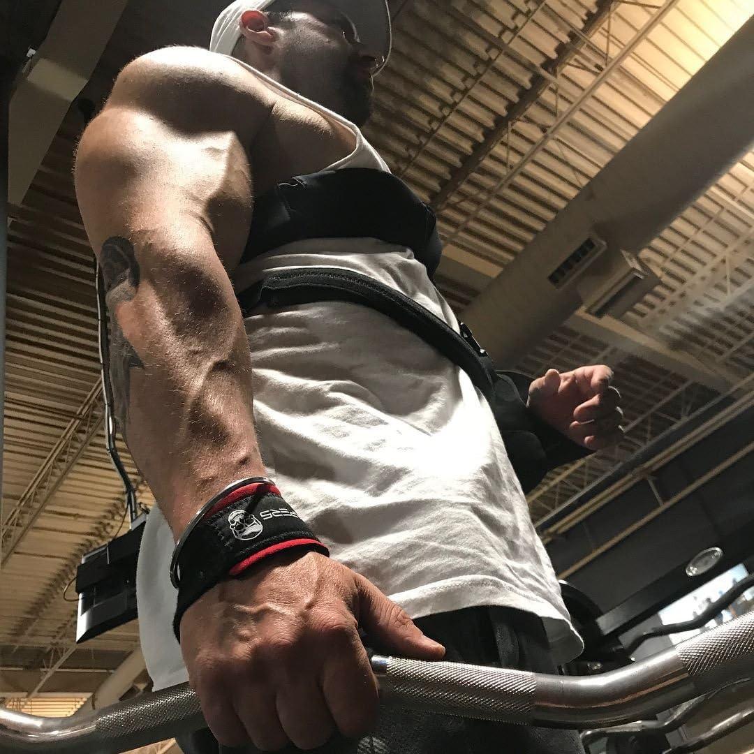 imageGymreapers Lifting Wrist Straps for Weightlifting Bodybuilding Powerlifting Strength Training ampamp Deadlifts Padded Neoprene with 18 inch CottonBlackRed