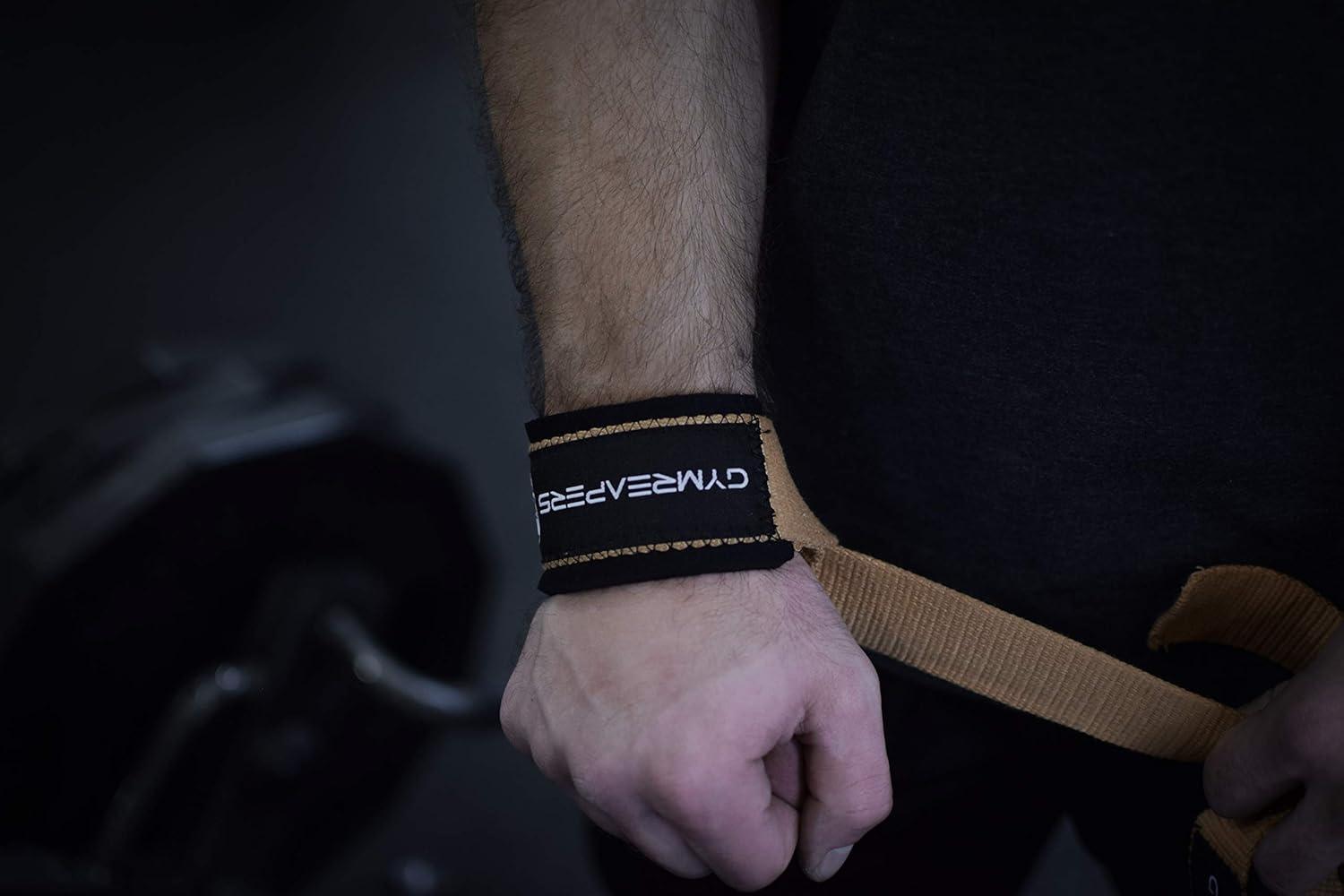 imageGymreapers Lifting Wrist Straps for Weightlifting Bodybuilding Powerlifting Strength Training ampamp Deadlifts Padded Neoprene with 18 inch CottonDesert Tan