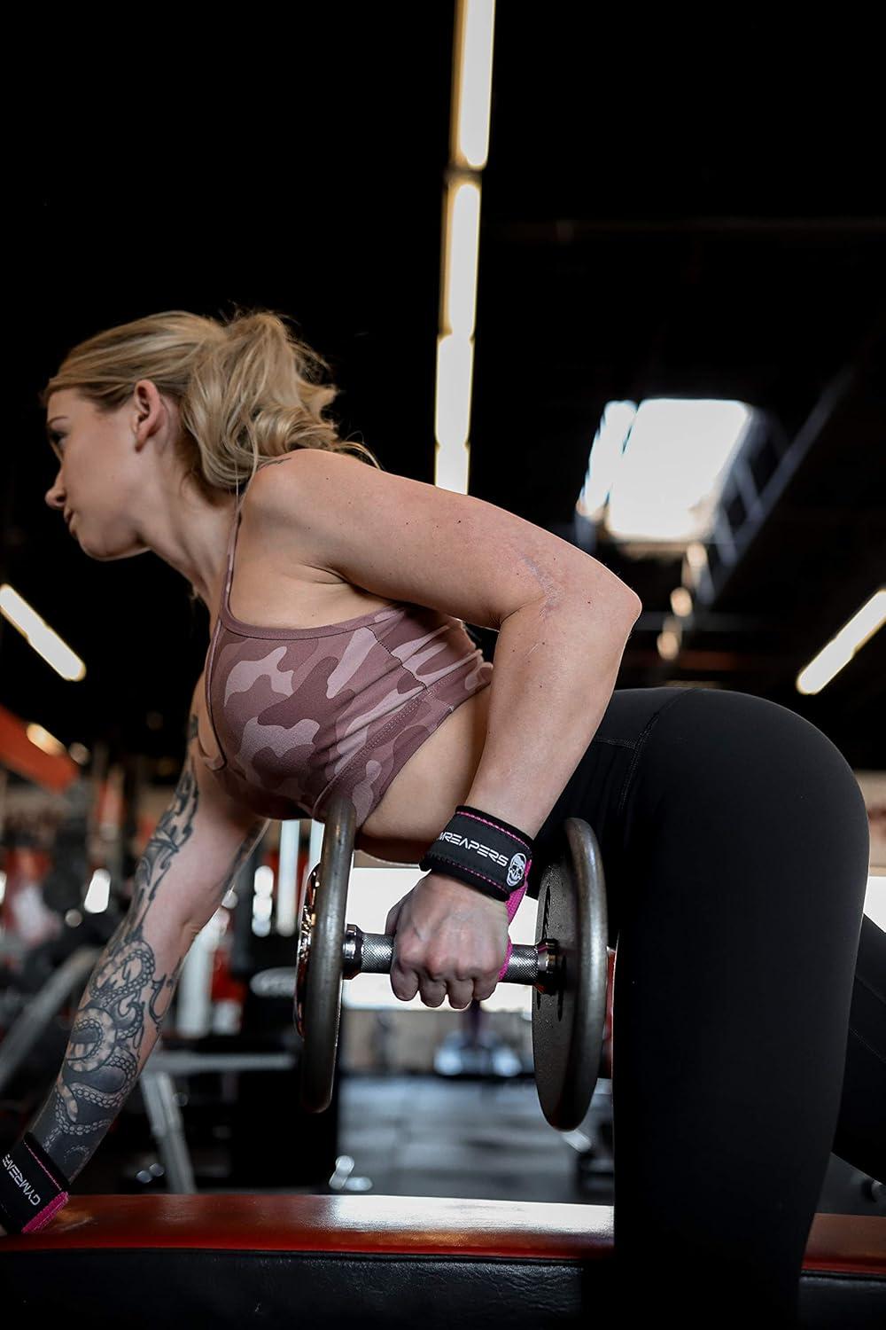 imageGymreapers Lifting Wrist Straps for Weightlifting Bodybuilding Powerlifting Strength Training ampamp Deadlifts Padded Neoprene with 18 inch CottonPink