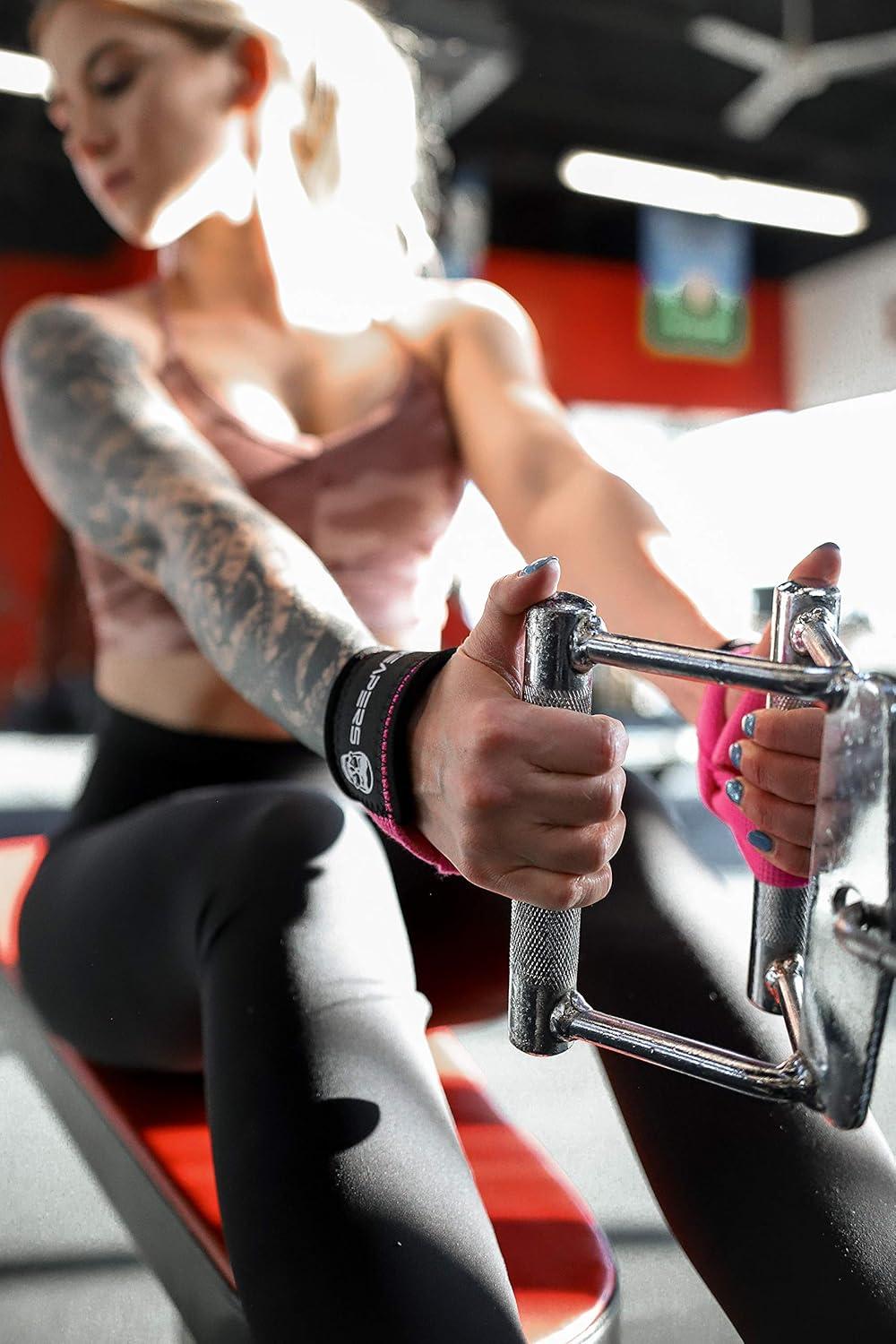 imageGymreapers Lifting Wrist Straps for Weightlifting Bodybuilding Powerlifting Strength Training ampamp Deadlifts Padded Neoprene with 18 inch CottonPink