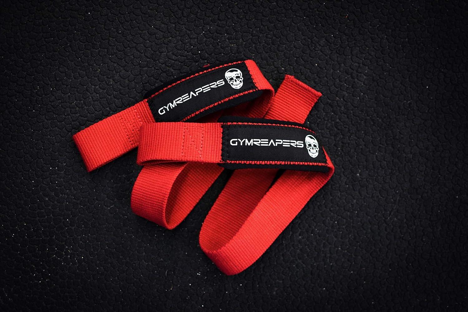imageGymreapers Lifting Wrist Straps for Weightlifting Bodybuilding Powerlifting Strength Training ampamp Deadlifts Padded Neoprene with 18 inch CottonRed