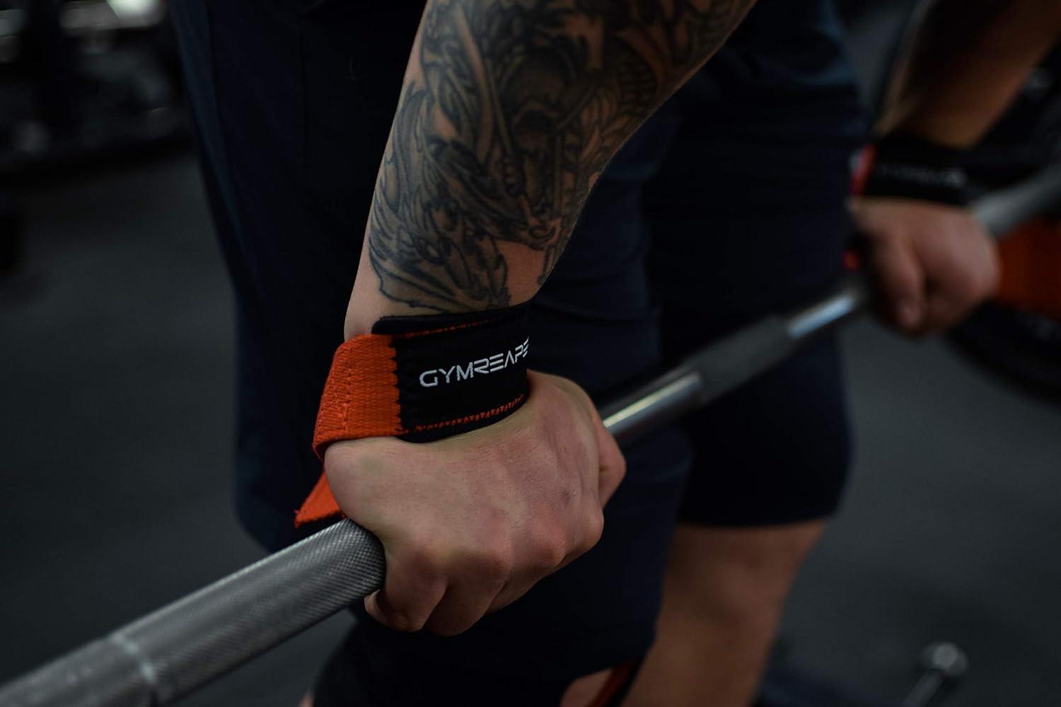 imageGymreapers Lifting Wrist Straps for Weightlifting Bodybuilding Powerlifting Strength Training ampamp Deadlifts Padded Neoprene with 18 inch CottonRed