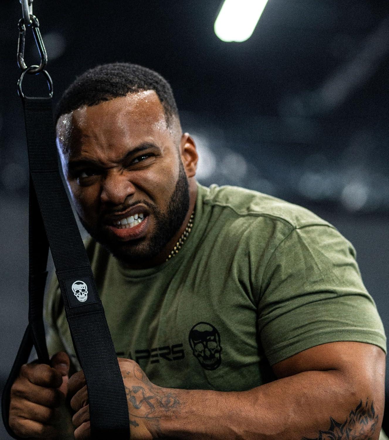 imageGymreapers Moisture Wicking Short Sleeve TShirt for Men Crew Neck Workout Shirts Casual Gym Cotton Everyday TeeRanger GreenBlack