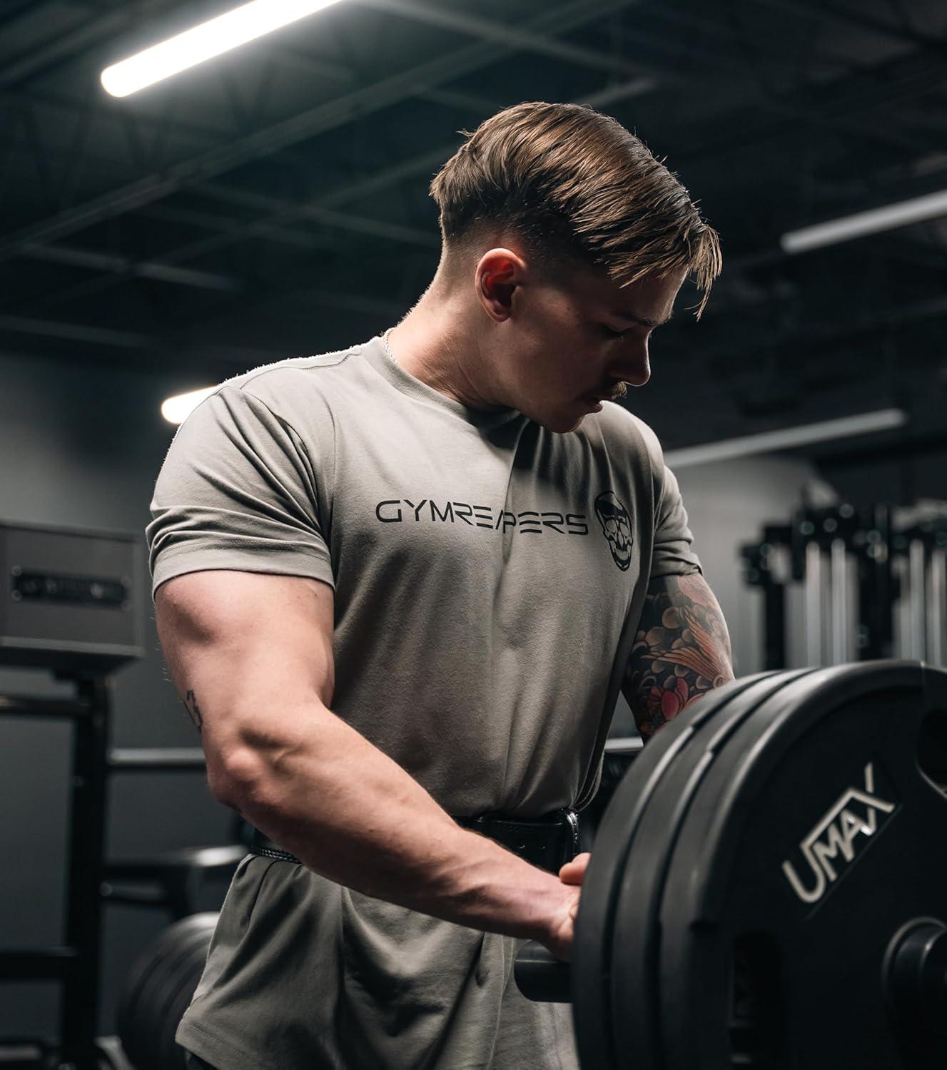 imageGymreapers Moisture Wicking Short Sleeve TShirt for Men Crew Neck Workout Shirts Casual Gym Cotton Everyday TeeStoneBlack