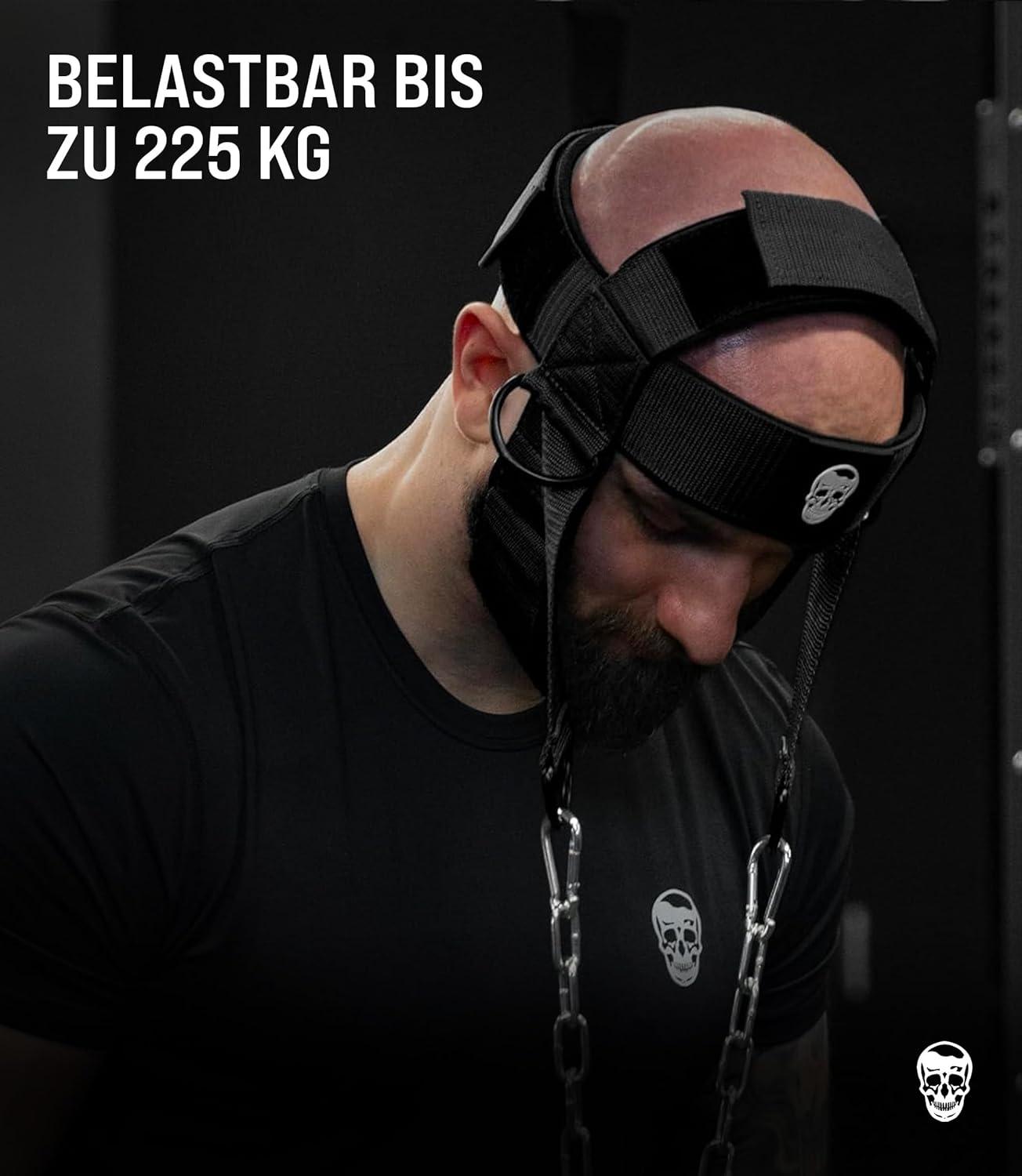 imageGymreapers Neck Harness Weight Lifting Neck Trainer Workout Equipment Heavy Duty Stainless Steel Chain Adjustable Neoprene Head Strap Exercise Equipment for Strength ampamp Pain ReliefBlack