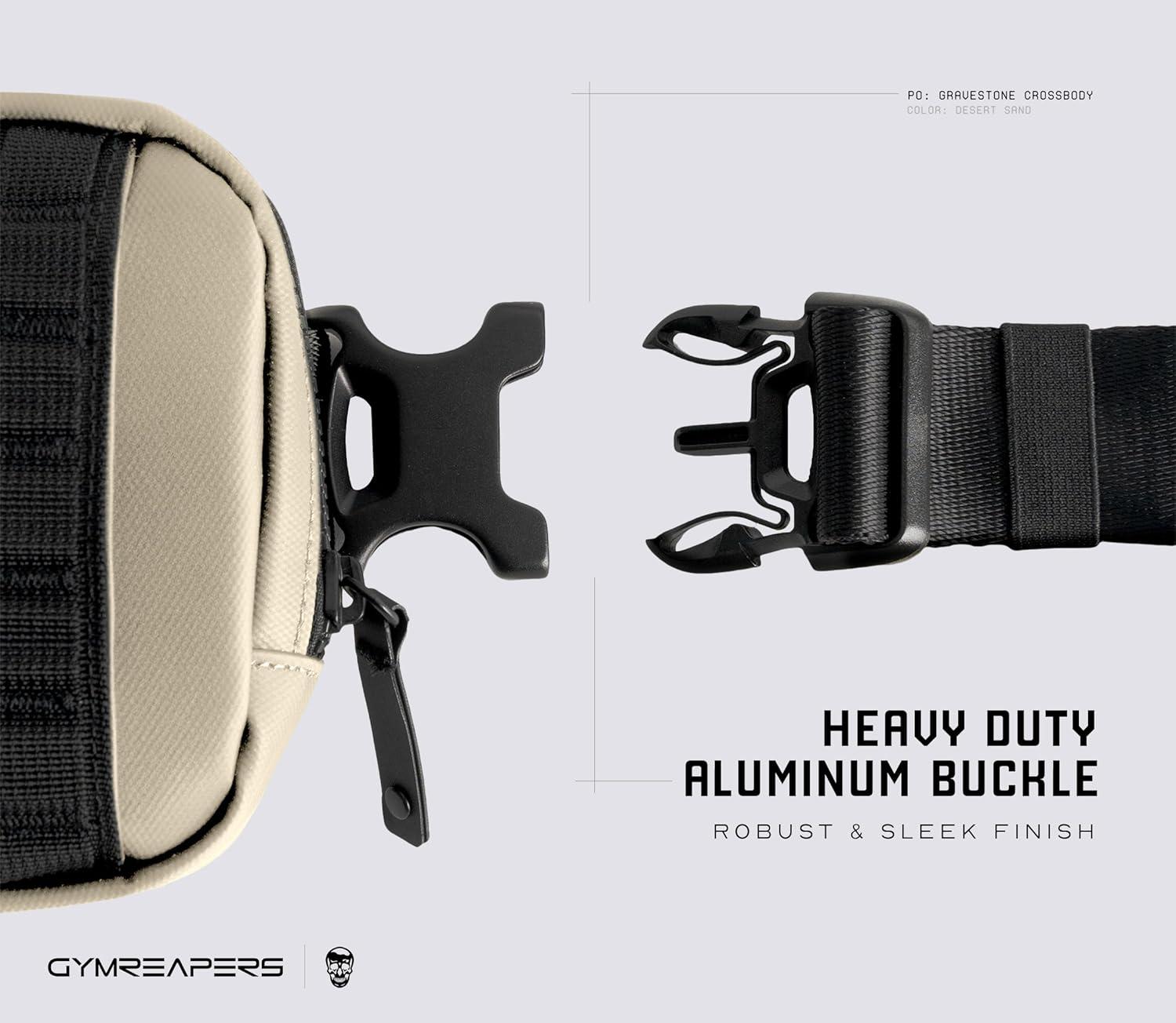 imageGymreapers Travel Small Crossbody Bags for Men ampamp Women with Hidden Pocket Waterproof Crosssbody Fanny Pack for Men with Adjustable Shoulder Sling Belt for Traveling Running ampamp Hiking GunmetalDesert Sand