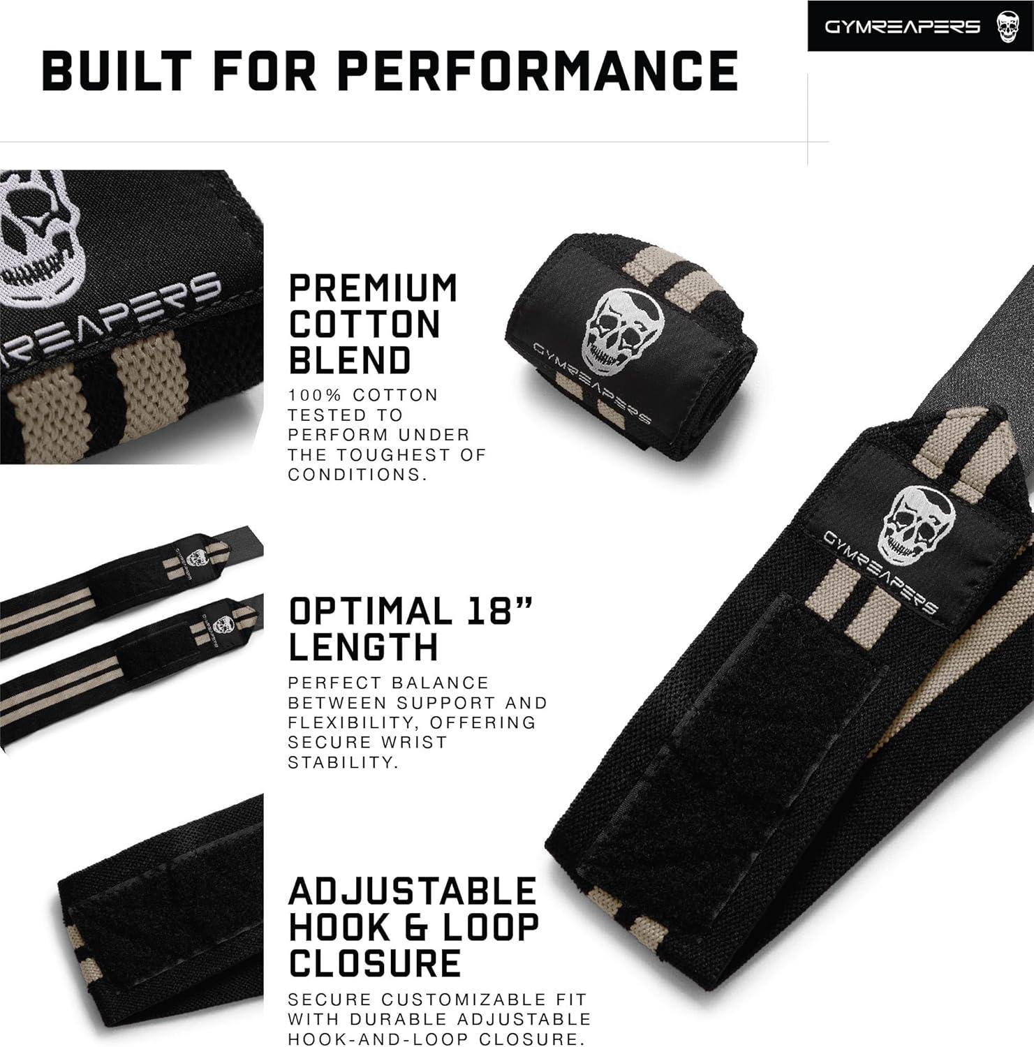 imageGymreapers Weightlifting Wrist Wraps IPF Approved 18quot Professional Quality Wrist Support with Heavy Duty Thumb Loop Best Wrap for Powerlifting Competition Strength Training BodybuildingDesert Sand