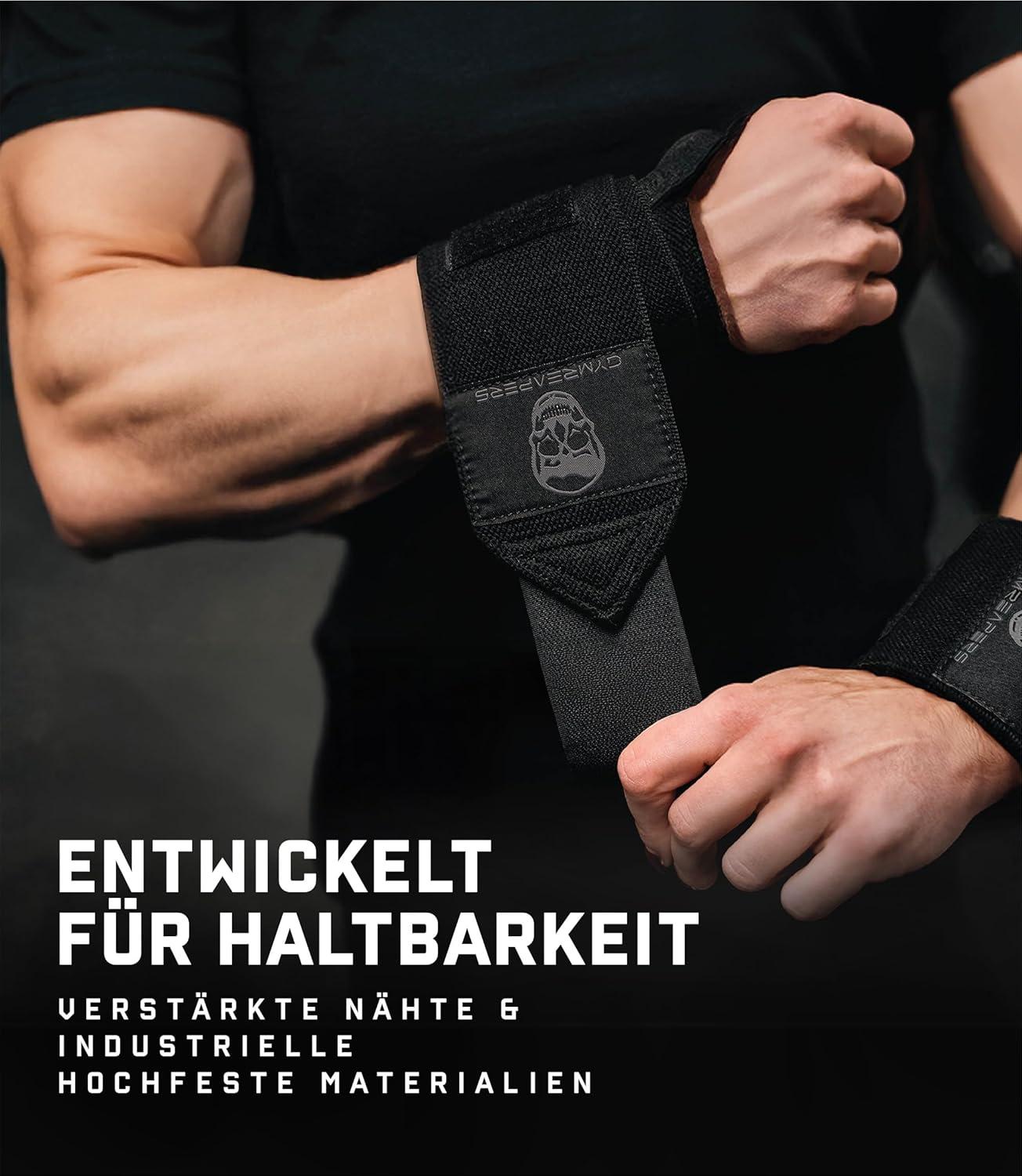 imageGymreapers Weightlifting Wrist Wraps IPF Approved 18quot Professional Quality Wrist Support with Heavy Duty Thumb Loop Best Wrap for Powerlifting Competition Strength Training BodybuildingBlackBlack