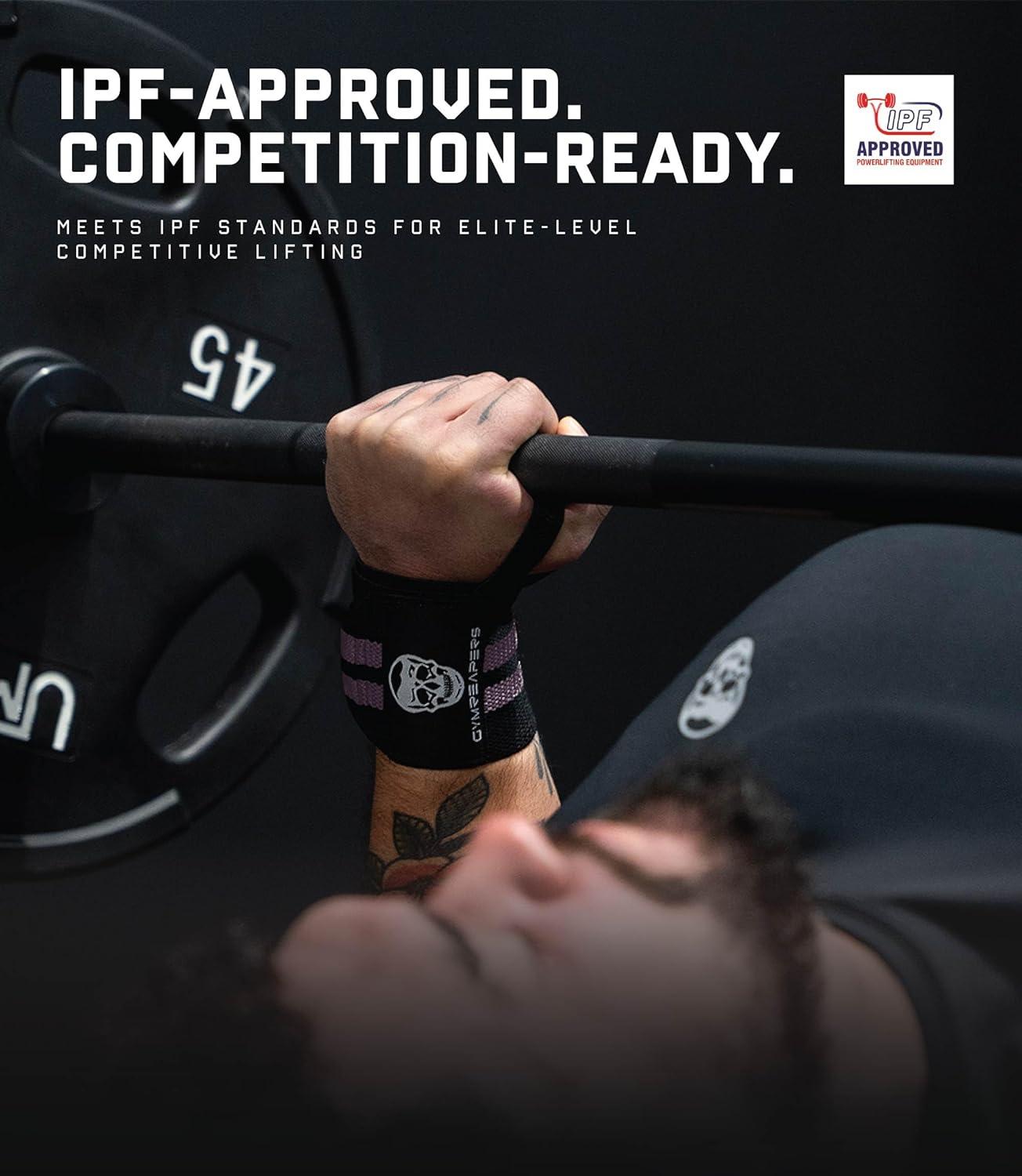 imageGymreapers Weightlifting Wrist Wraps IPF Approved 18quot Professional Quality Wrist Support with Heavy Duty Thumb Loop Best Wrap for Powerlifting Competition Strength Training BodybuildingLilac