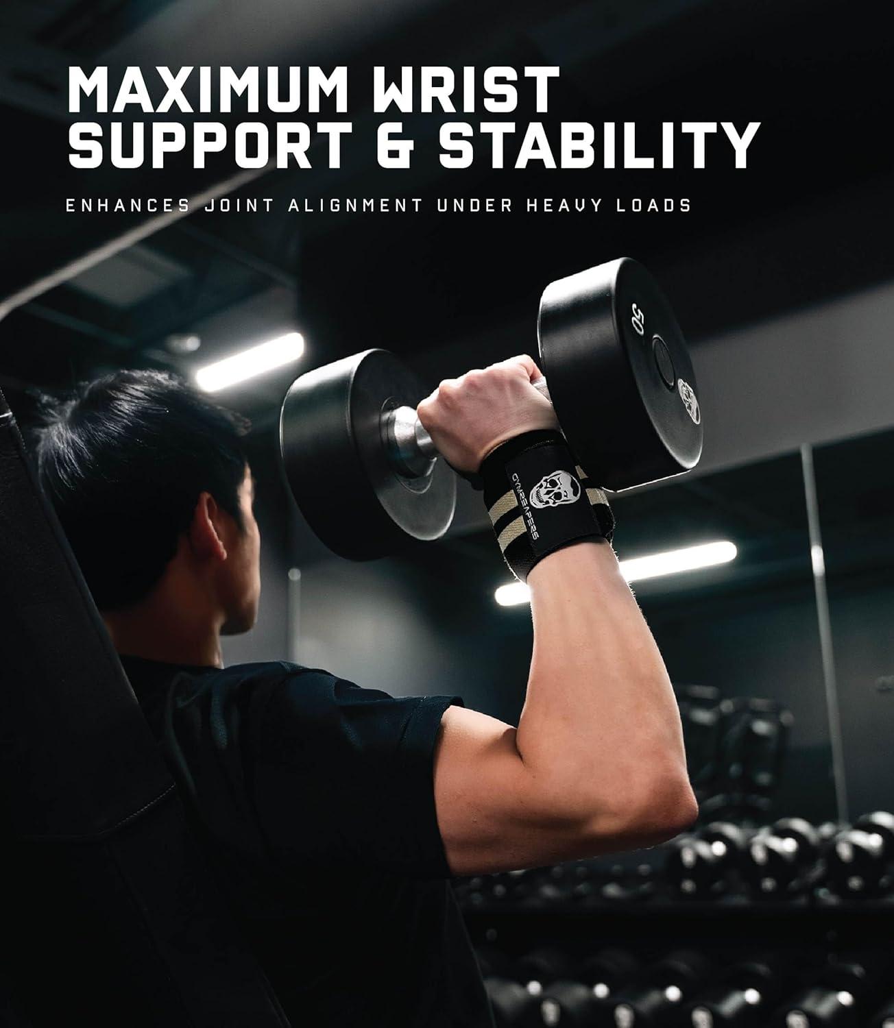 imageGymreapers Weightlifting Wrist Wraps IPF Approved 18quot Professional Quality Wrist Support with Heavy Duty Thumb Loop Best Wrap for Powerlifting Competition Strength Training BodybuildingDesert Sand