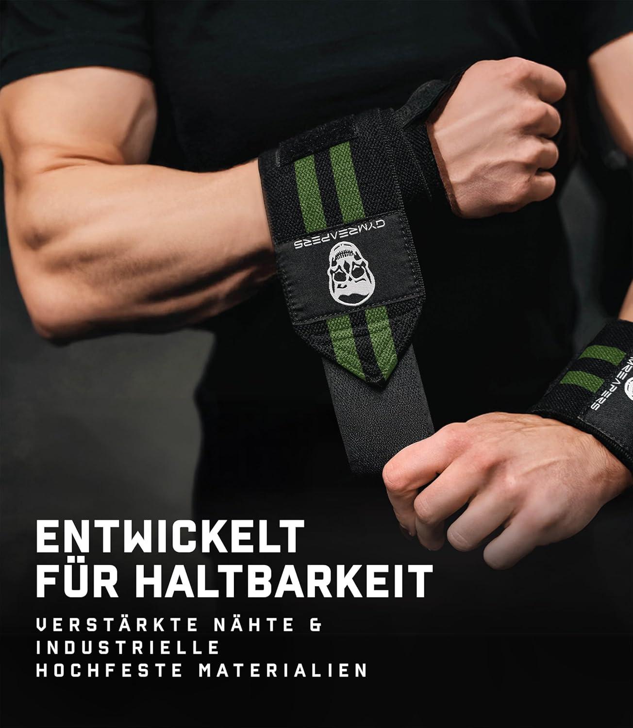 imageGymreapers Weightlifting Wrist Wraps IPF Approved 18quot Professional Quality Wrist Support with Heavy Duty Thumb Loop Best Wrap for Powerlifting Competition Strength Training BodybuildingMilitary Green