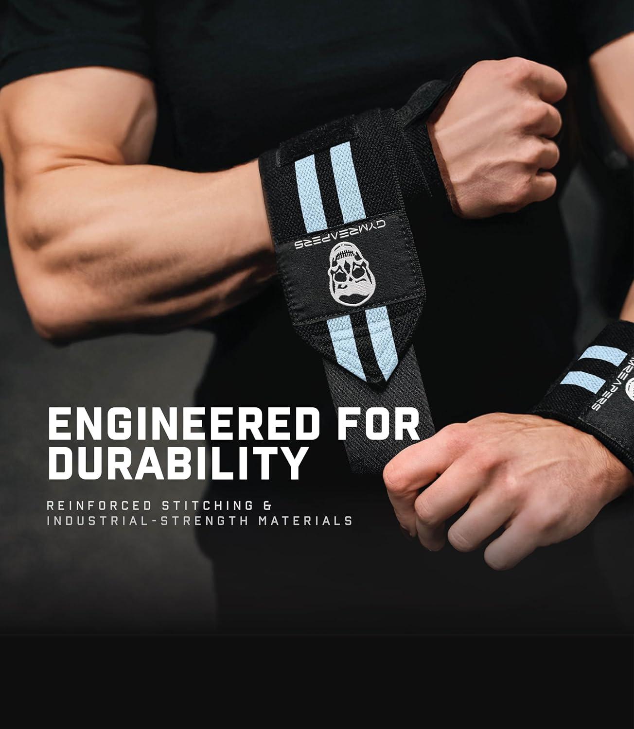 imageGymreapers Weightlifting Wrist Wraps IPF Approved 18quot Professional Quality Wrist Support with Heavy Duty Thumb Loop Best Wrap for Powerlifting Competition Strength Training BodybuildingBlue