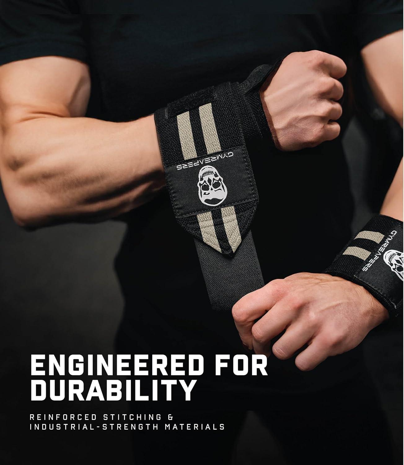 imageGymreapers Weightlifting Wrist Wraps IPF Approved 18quot Professional Quality Wrist Support with Heavy Duty Thumb Loop Best Wrap for Powerlifting Competition Strength Training BodybuildingDesert Sand