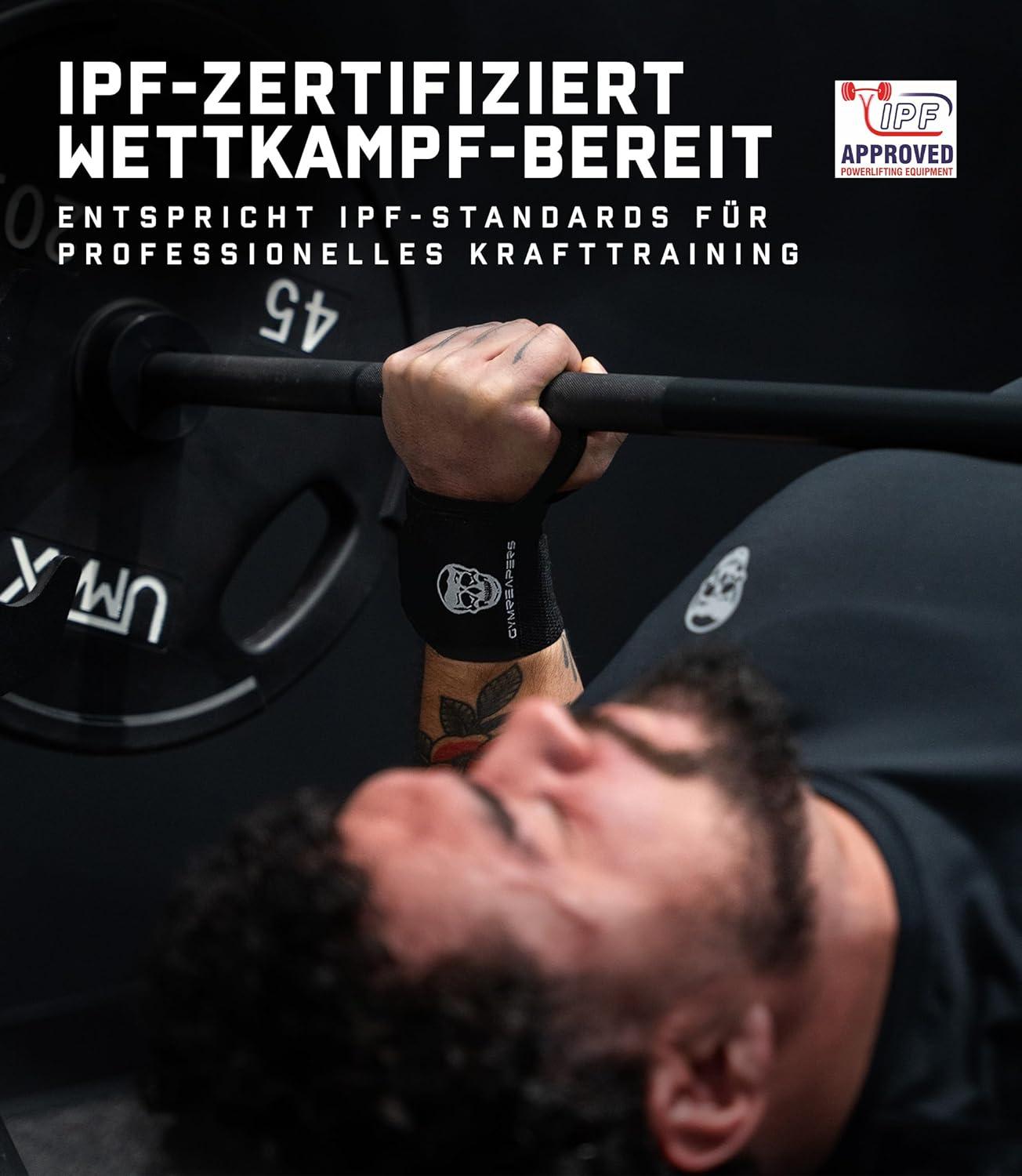 imageGymreapers Weightlifting Wrist Wraps IPF Approved 18quot Professional Quality Wrist Support with Heavy Duty Thumb Loop Best Wrap for Powerlifting Competition Strength Training BodybuildingBlack