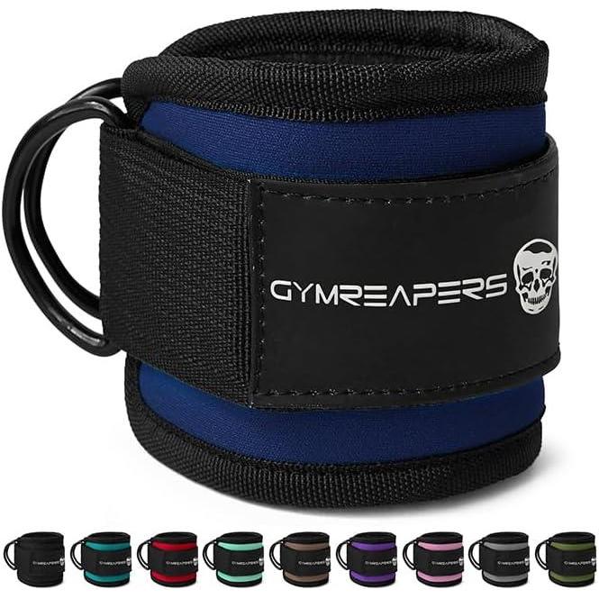 imageGymreapers Ankle Straps For Cable Machine Kickbacks Glute Workouts Lower Body Exercises  Adjustable Leg Straps with Neoprene PaddingCobalt