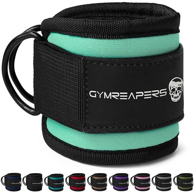 imageGymreapers Ankle Straps For Cable Machine Kickbacks Glute Workouts Lower Body Exercises  Adjustable Leg Straps with Neoprene PaddingMint