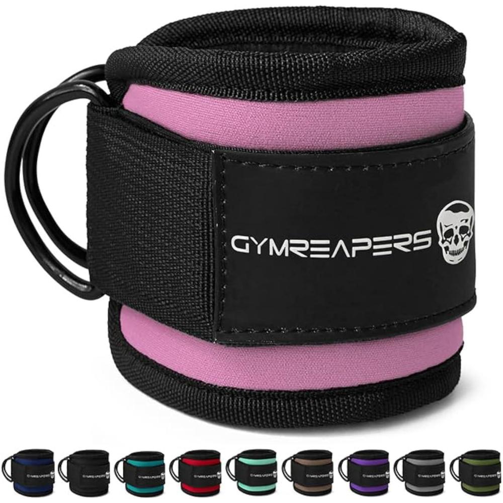 imageGymreapers Ankle Straps For Cable Machine Kickbacks Glute Workouts Lower Body Exercises  Adjustable Leg Straps with Neoprene PaddingPink