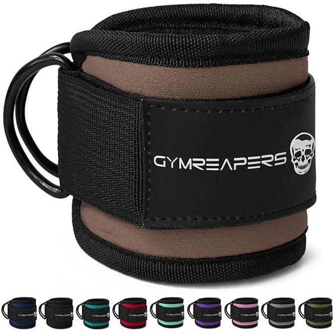 imageGymreapers Ankle Straps For Cable Machine Kickbacks Glute Workouts Lower Body Exercises  Adjustable Leg Straps with Neoprene PaddingToffee