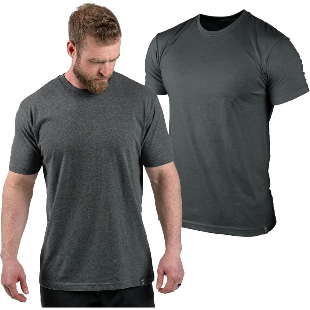 imageGymreapers Clip Tag Basic Tee  Mens Athletic Fit Crew Neck TShirt Soft Stretch Tagless Short Sleeve Workout ShirtCharcoal