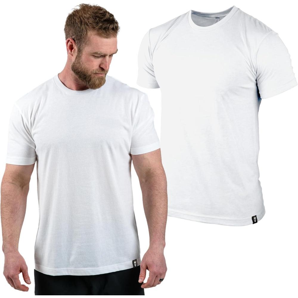 imageGymreapers Clip Tag Basic Tee  Mens Athletic Fit Crew Neck TShirt Soft Stretch Tagless Short Sleeve Workout ShirtWhite