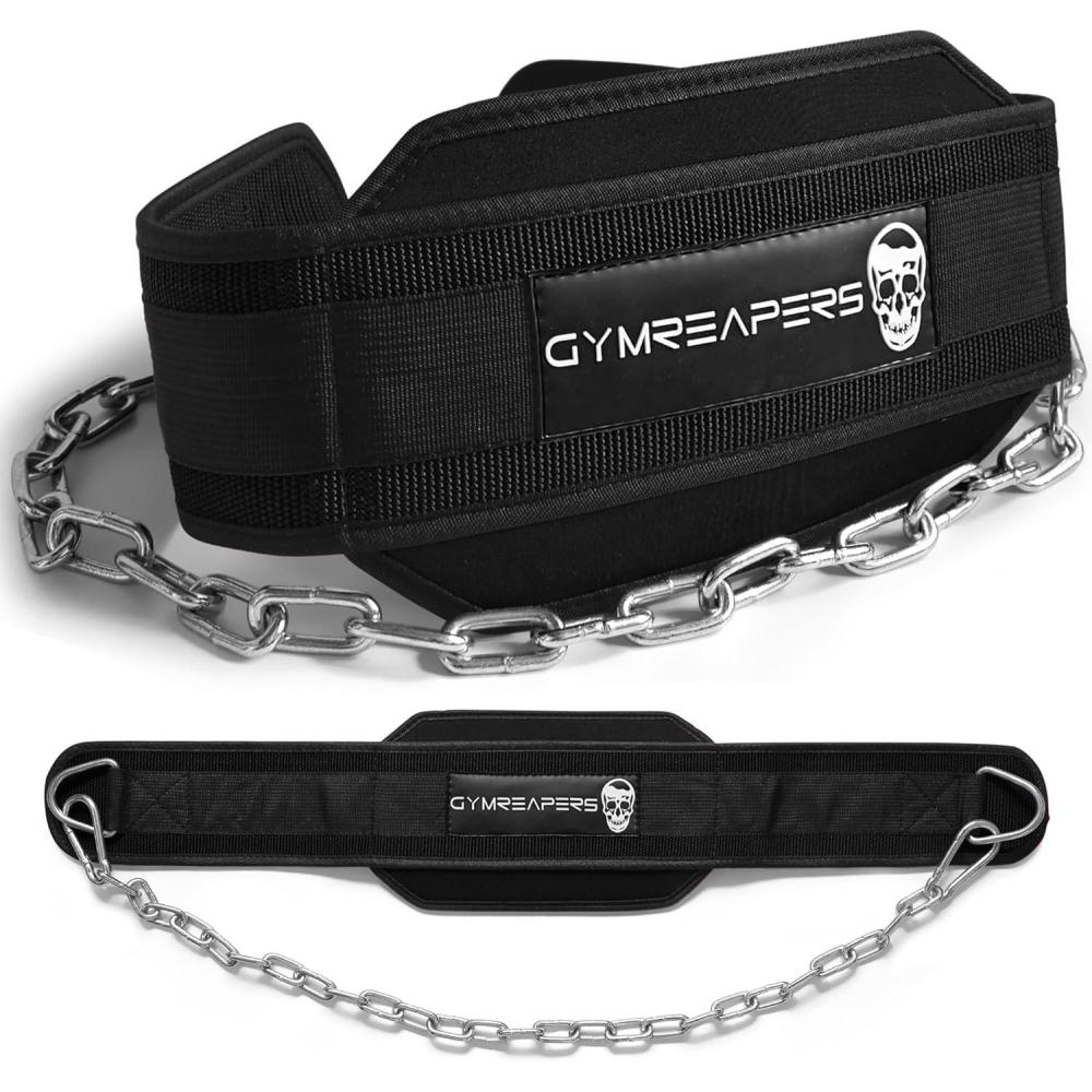 imageGymreapers Dip Belt With Chain For Weightlifting Pull Ups Dips  Heavy Duty Steel Chain For Added Weight TrainingBlack
