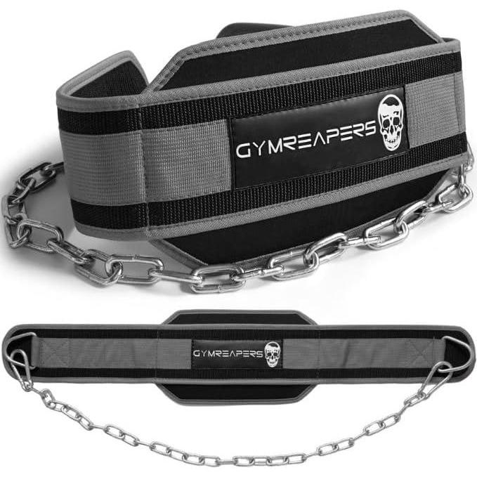 imageGymreapers Dip Belt With Chain For Weightlifting Pull Ups Dips Heavy Duty Steel Chain For Added Weight TrainingGray