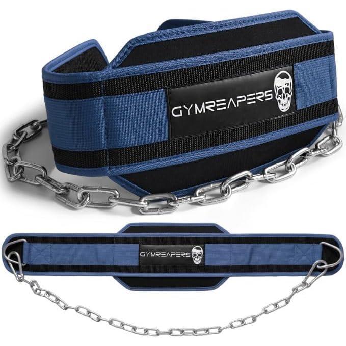 imageGymreapers Dip Belt With Chain For Weightlifting Pull Ups Dips Heavy Duty Steel Chain For Added Weight TrainingNavy
