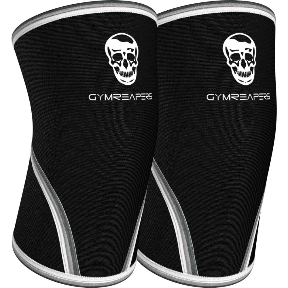 imageGymreapers Elbow Sleeves for Weightlifting Powerlifting and Bench Press Support and Compression for Tendonitis Pain Relief 5mm Neoprene Training Gear for Men and WomenBlackWhite