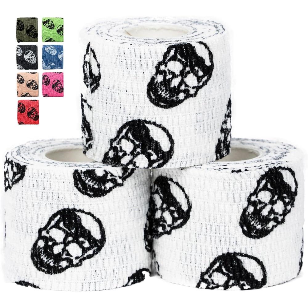 imageGymreapers Hook Grip Weightlifting Tape 3 Pack Premium Adhesive Thumb Skull Tape for Finger Protection Powerlifting Exercise ampamp Cross Training  Athletic Sweat Proof TapeWhite