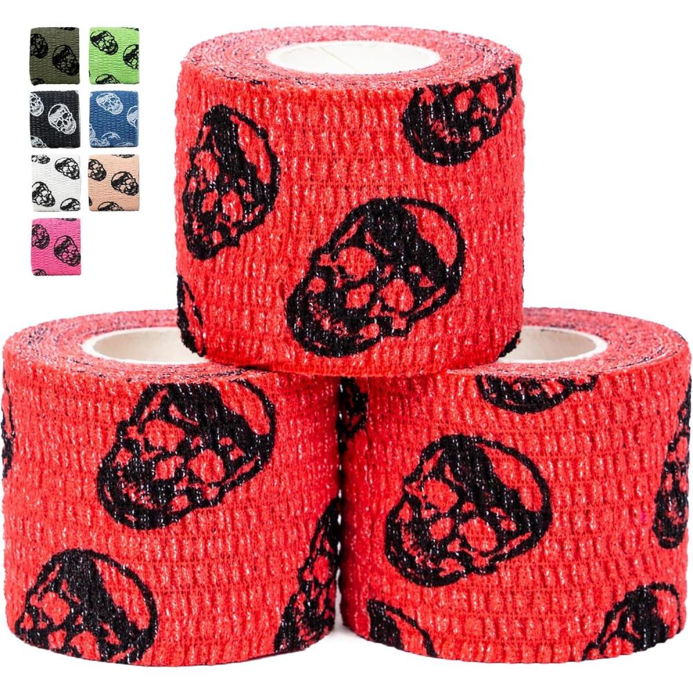 imageGymreapers Hook Grip Weightlifting Tape 3 Pack Premium Adhesive Thumb Skull Tape for Finger Protection Powerlifting Exercise ampamp Cross Training  Athletic Sweat Proof TapeRed