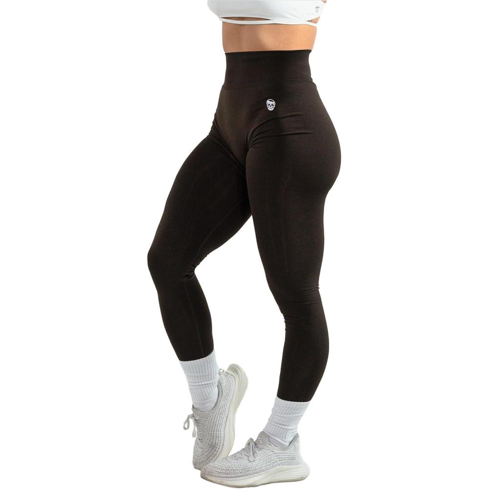 imageGymreapers Infinity Seamless Workout Leggings for Women High Waist Seamless Leggings for Exercise Running Active Yoga PantsEspresso