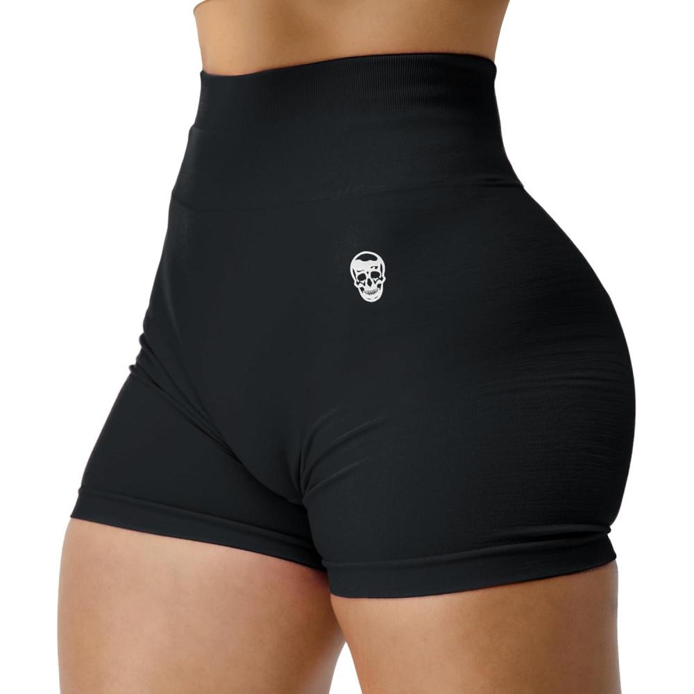 imageGymreapers Infinity Seamless Workout Shorts High Waist Biker Shorts for Women Athletic Gym Running Pilates Yoga Sport ShortBlack