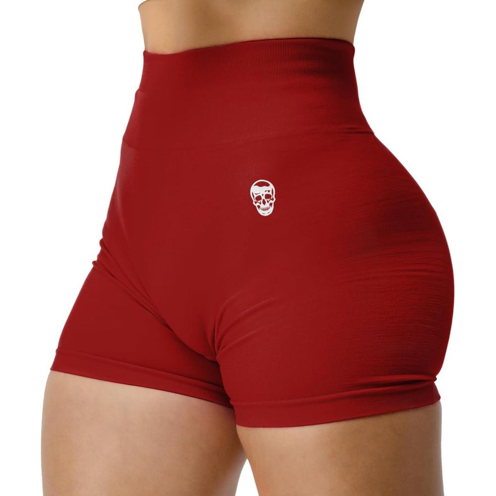 imageGymreapers Infinity Seamless Workout Shorts High Waist Biker Shorts for Women Athletic Gym Running Pilates Yoga Sport ShortBloodshot Red