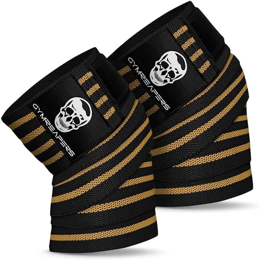 imageGymreapers Knee Wraps for Squats and Powerlifting 72 Inch Compression Wraps with Strap for Men ampamp Women Weightlifting SupportDesert Tan
