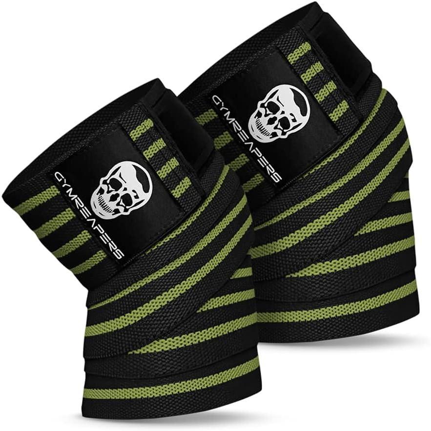 imageGymreapers Knee Wraps for Squats and Powerlifting 72 Inch Compression Wraps with Strap for Men ampamp Women Weightlifting SupportMilitary Green