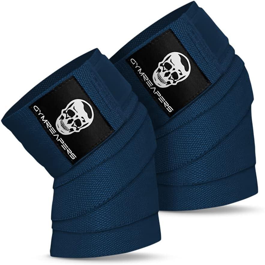 imageGymreapers Knee Wraps for Squats and Powerlifting 72 Inch Compression Wraps with Strap for Men ampamp Women Weightlifting SupportNavy