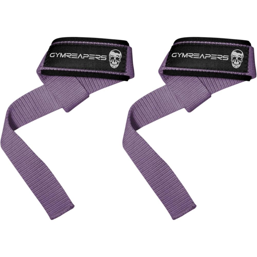 imageGymreapers Lifting Wrist Straps for Weightlifting Bodybuilding Powerlifting Strength Training ampamp Deadlifts  Padded Neoprene with 18 inch CottonLilac