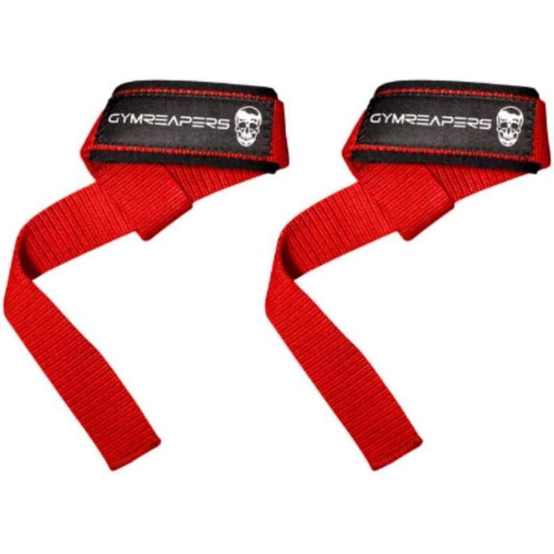 imageGymreapers Lifting Wrist Straps for Weightlifting Bodybuilding Powerlifting Strength Training ampamp Deadlifts Padded Neoprene with 18 inch CottonRed