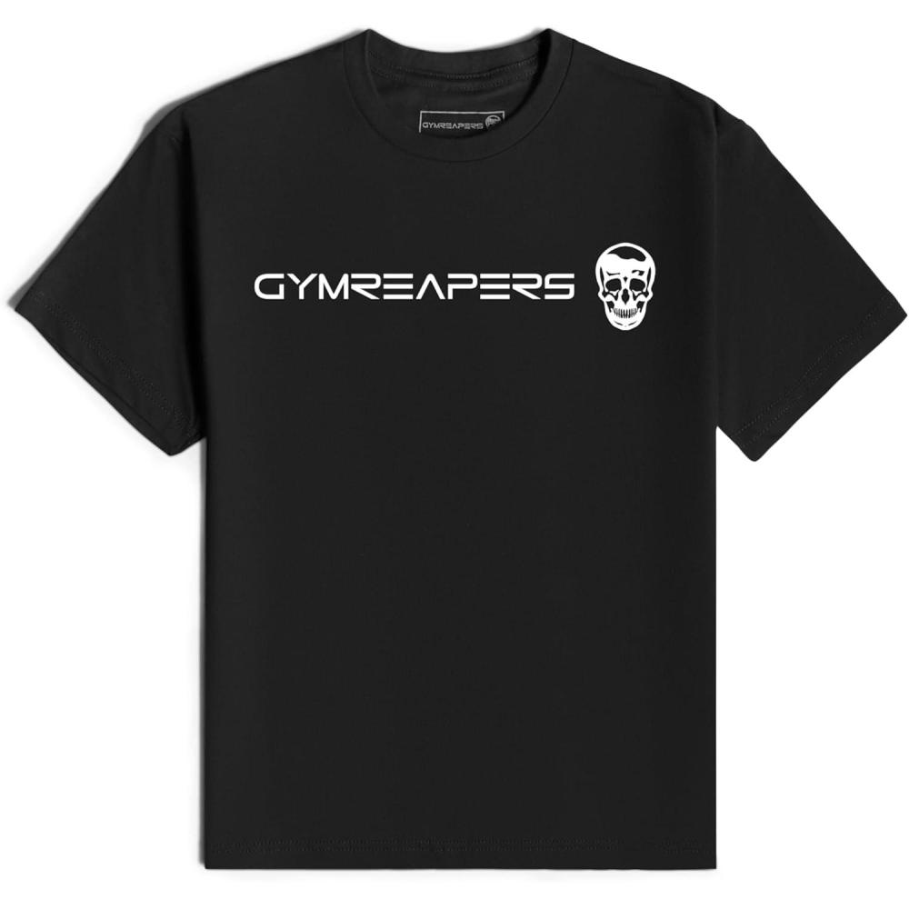 imageGymreapers Moisture Wicking Short Sleeve TShirt for Men  Crew Neck Workout Shirts  Casual Gym Cotton Everyday TeeBlackWhite
