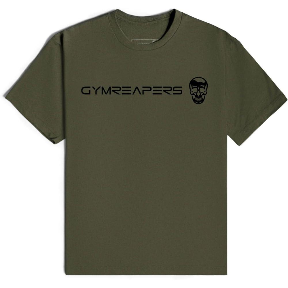 imageGymreapers Moisture Wicking Short Sleeve TShirt for Men Crew Neck Workout Shirts Casual Gym Cotton Everyday TeeRanger GreenBlack