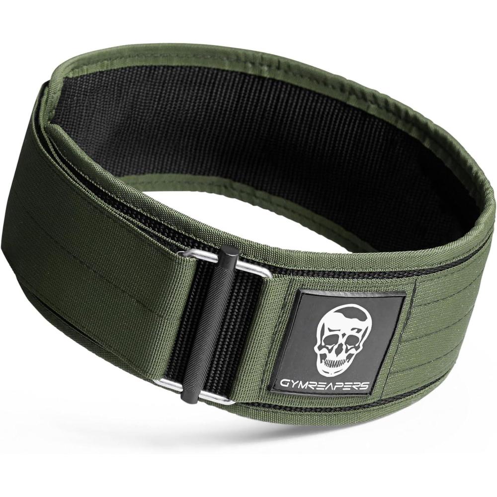 imageGymreapers Quick Locking Weight Lifting Belt for Men Gym Belt for Powerlifting Deadlift Belt with 4 Inch Neoprene Metal Buckle Back Support Weightlifting Belt WomenGreen
