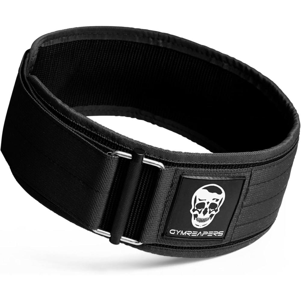 imageGymreapers Quick Locking Weight Lifting Belt for Men Gym Belt for Powerlifting Deadlift Belt with 4 Inch Neoprene Metal Buckle Back Support Weightlifting Belt WomenBlack