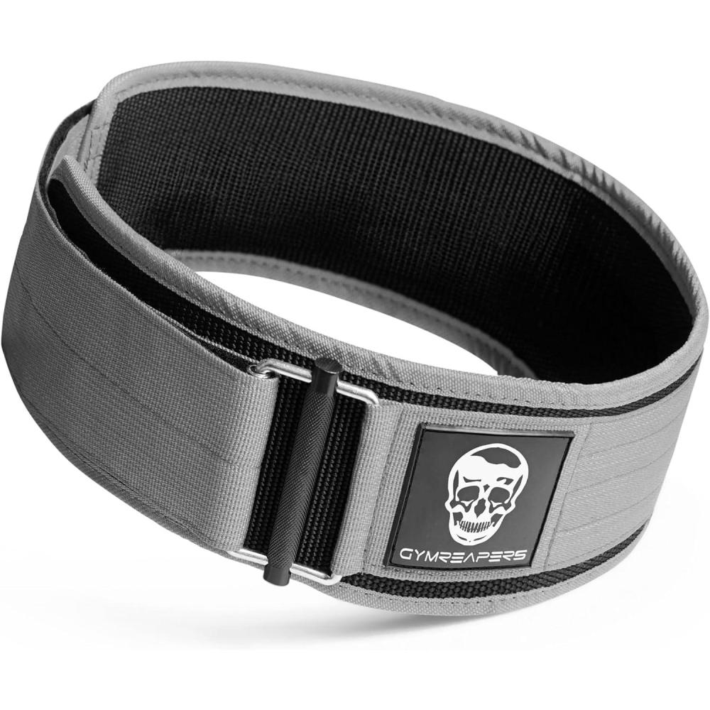 imageGymreapers Quick Locking Weight Lifting Belt for Men Gym Belt for Powerlifting Deadlift Belt with 4 Inch Neoprene Metal Buckle Back Support Weightlifting Belt WomenGray