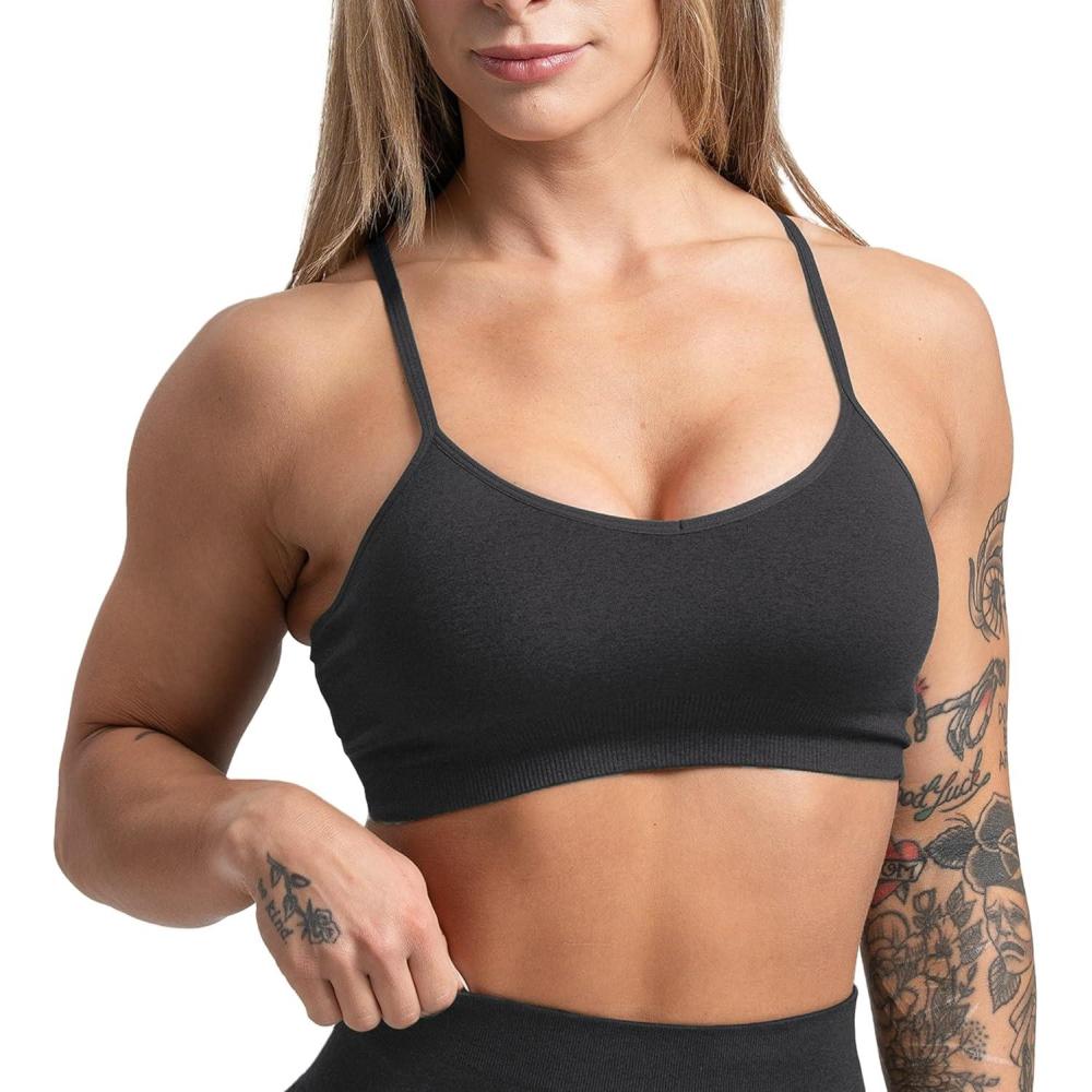 imageGymreapers Seamless Sports Bra for Women Wireless Compression Padded Supportive Bras for Gym Yoga ampamp FitnessBlack