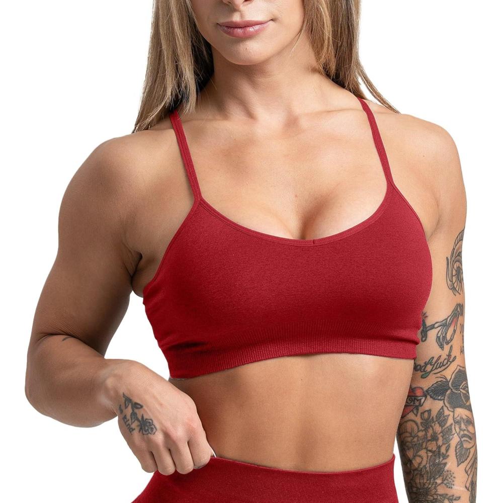 imageGymreapers Seamless Sports Bra for Women Wireless Compression Padded Supportive Bras for Gym Yoga ampamp FitnessBloodshot