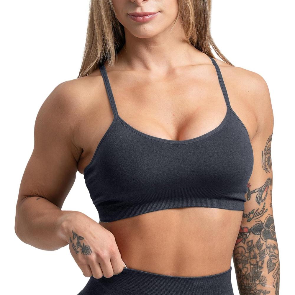 imageGymreapers Seamless Sports Bra for Women Wireless Compression Padded Supportive Bras for Gym Yoga ampamp FitnessGraphite
