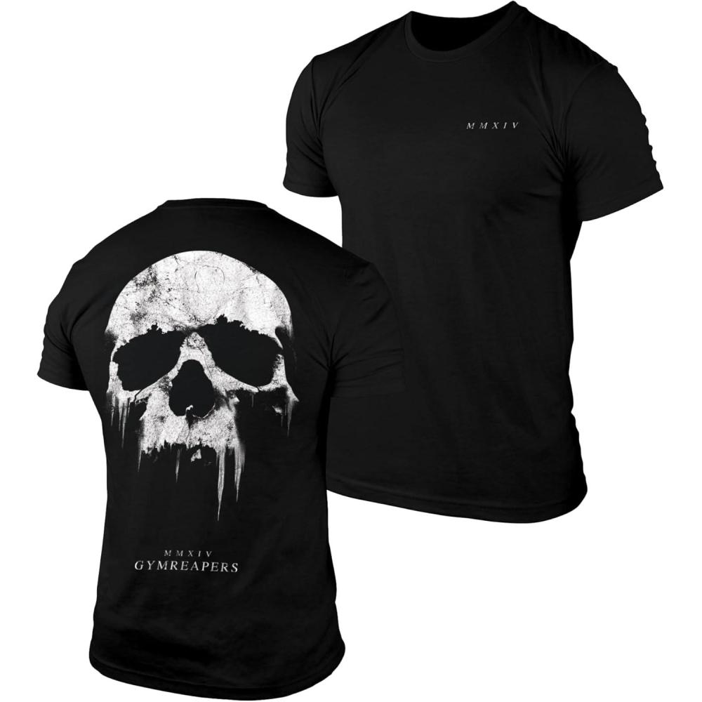 imageGymreapers Skull Moisture Wicking TShirts for Men  Short Sleeve Workout Gym Shirts  Running Athletic Tees ampamp Dry Fit TshirtDread Mmxiv